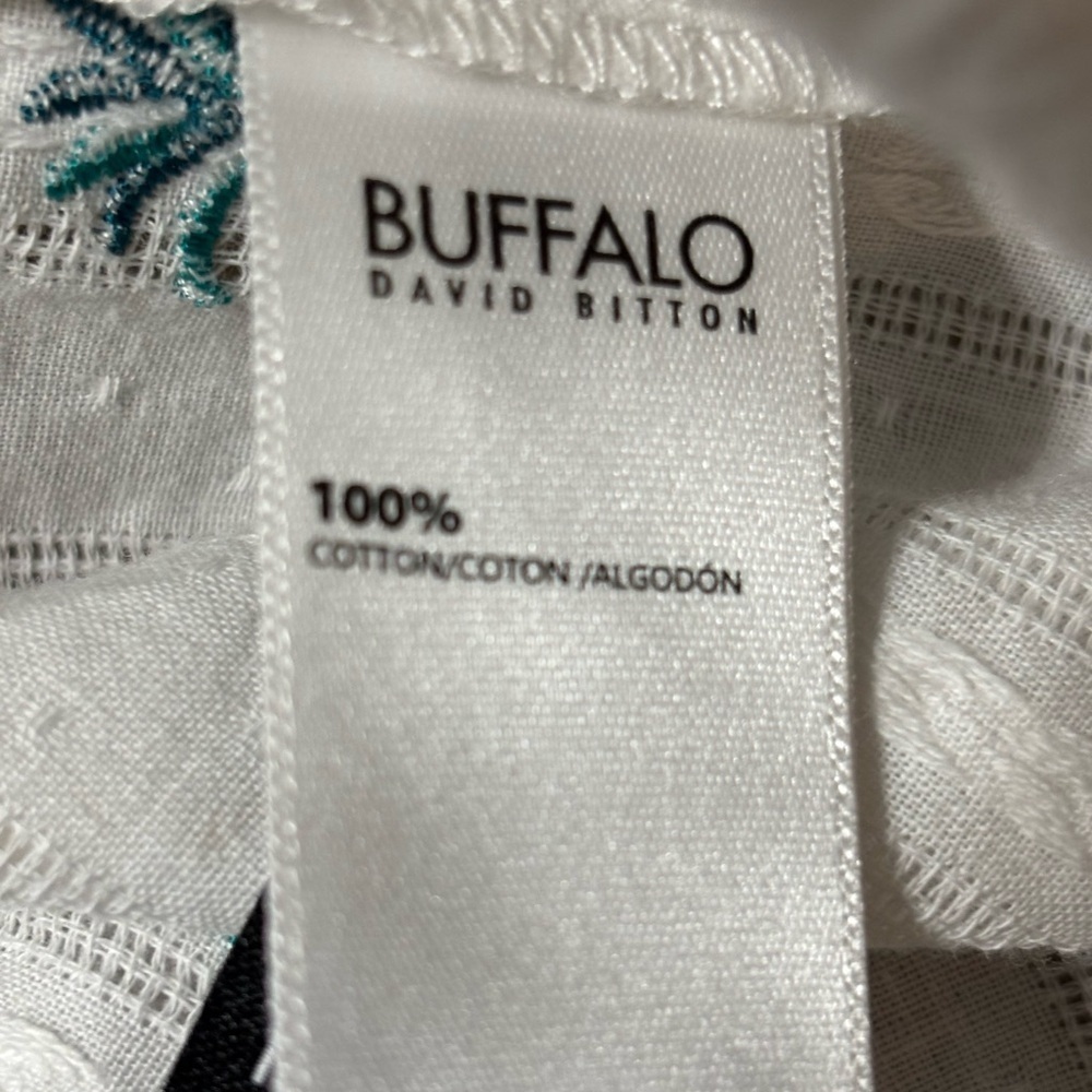 Buffalo David Bitton Pineapple Embroidered Ruffle One Shoulder Top Size L - Picture 6 of 7